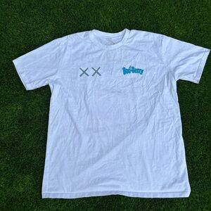 KAWS White Tee with Blue and Gray Accents
